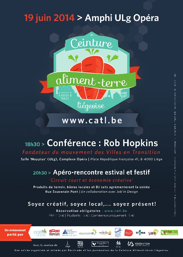 Affiche soirée Rob Hopkins à Liège