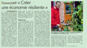 « Créer une économie résiliente », un article dans Le Soir du 12/11/2013