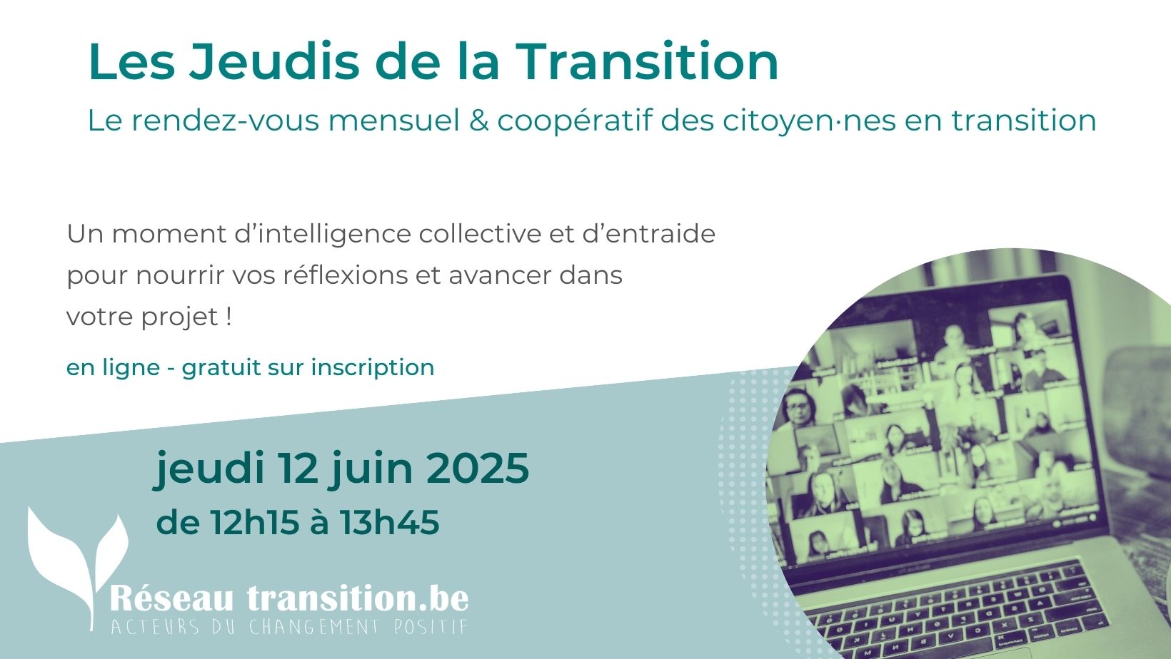 Jeudi de la Transition : rencontre support en ligne - 12 juin 2025