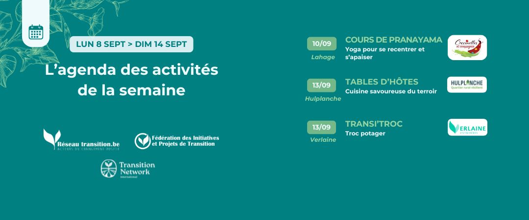 Agenda des activités de la semaine du 8 septembre au 14 septembre